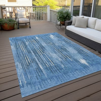 Machine Washable Indoor/ Outdoor Chantille Abstract Ombre Rug