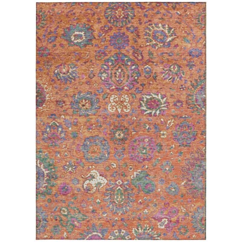 HomeRoots Floral Traditional Rectangle Outdoor Rug