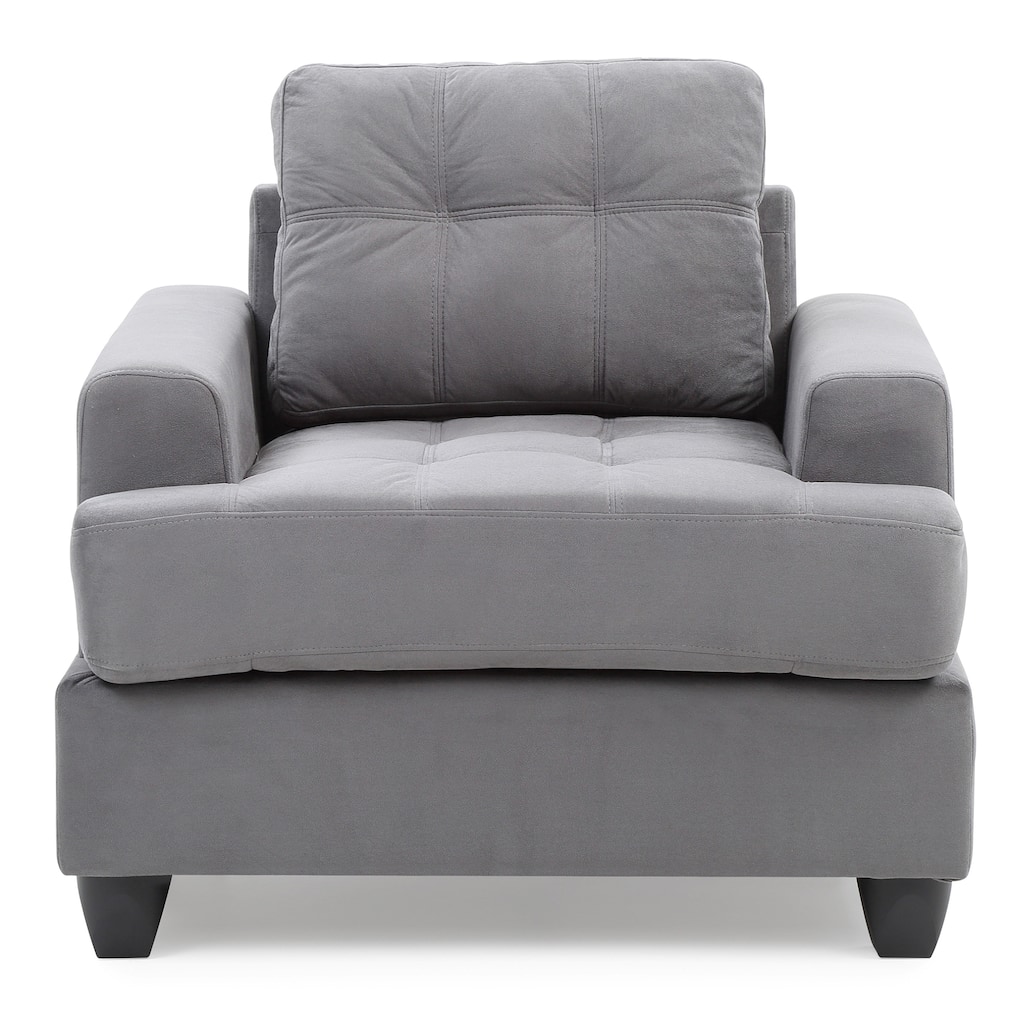Solid Tufted Upholstered Accent Chair - 38" - Gray and Black