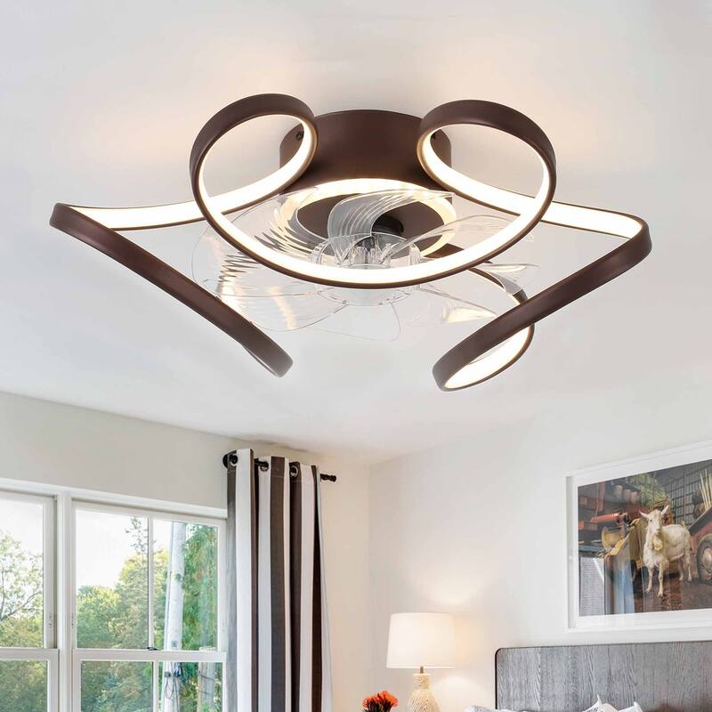 Bella Depot 22“ Low Profile Ceiling Fan with Dimmable Light, 6-Speed Reversible Flush Mount Ceiling Fan with APP Control