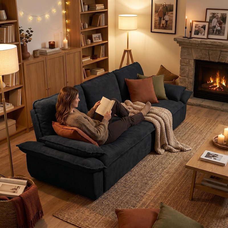Homy Casa 73.2''/94.5" Queen/King Pull Out Sofa Bed, 3-in-1 Corduroy/Velvet Sleeper Couch