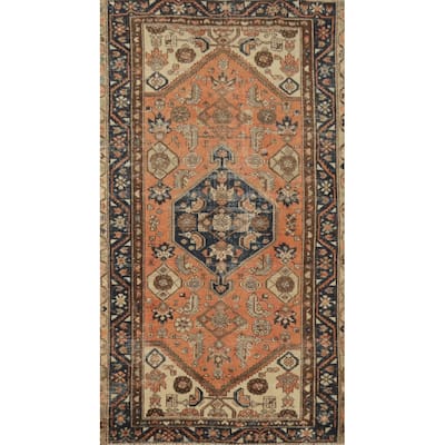 Hand Knotted Oriental 100% Wool Carpet Traditional Geometric Oranges & Rust Hamedan Area Rug - 6' 4'' X 3' 10''