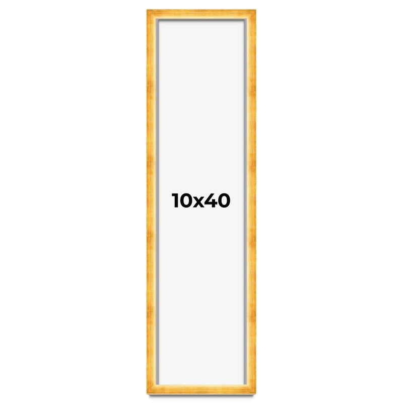 10x40 Shadow Box Frame Gold | 1.625 Inches Deep Real Wood Traditional