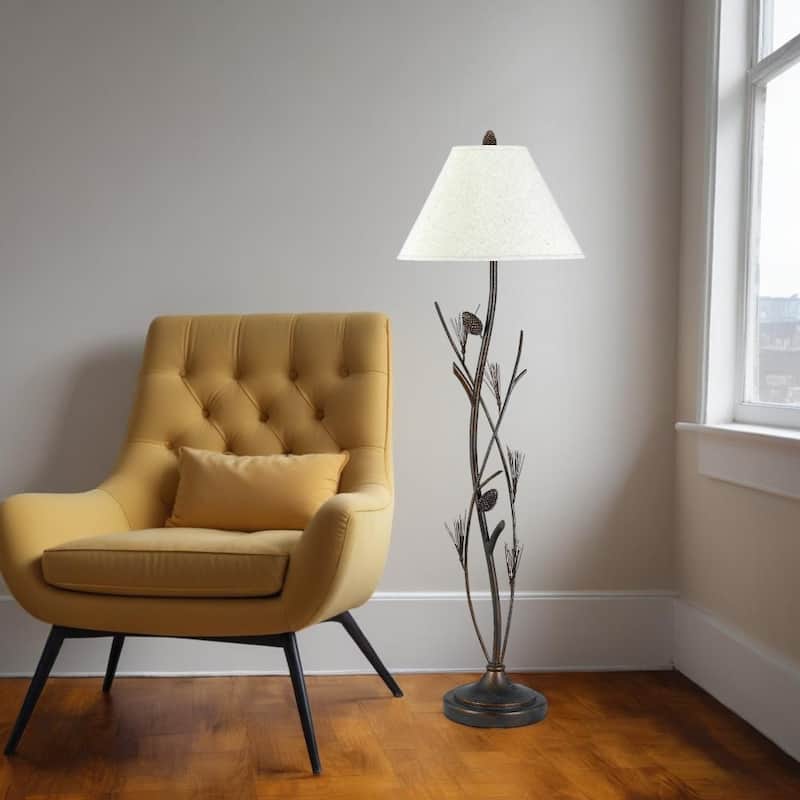 HomeRoots 60" Rust Metal Floor Lamp With Brown Fabric Empire Shade - 18