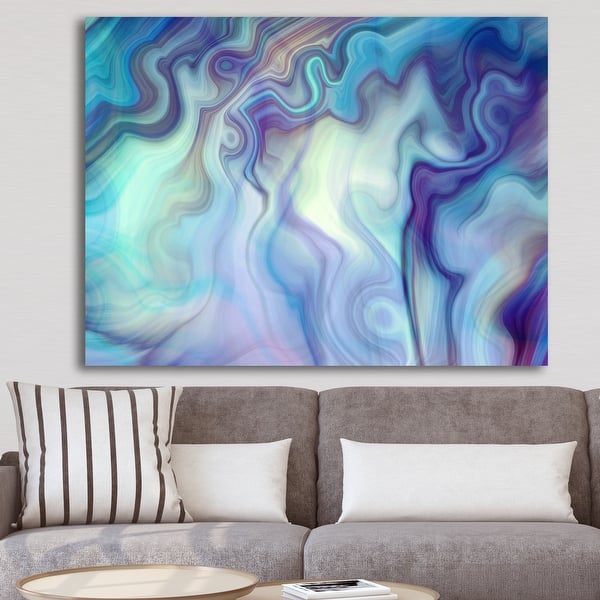 slide 2 of 8, Designart "Marbled Colours in Shades of Turquoise and Purple" Modern & Contemporary Canvas Art - Blue