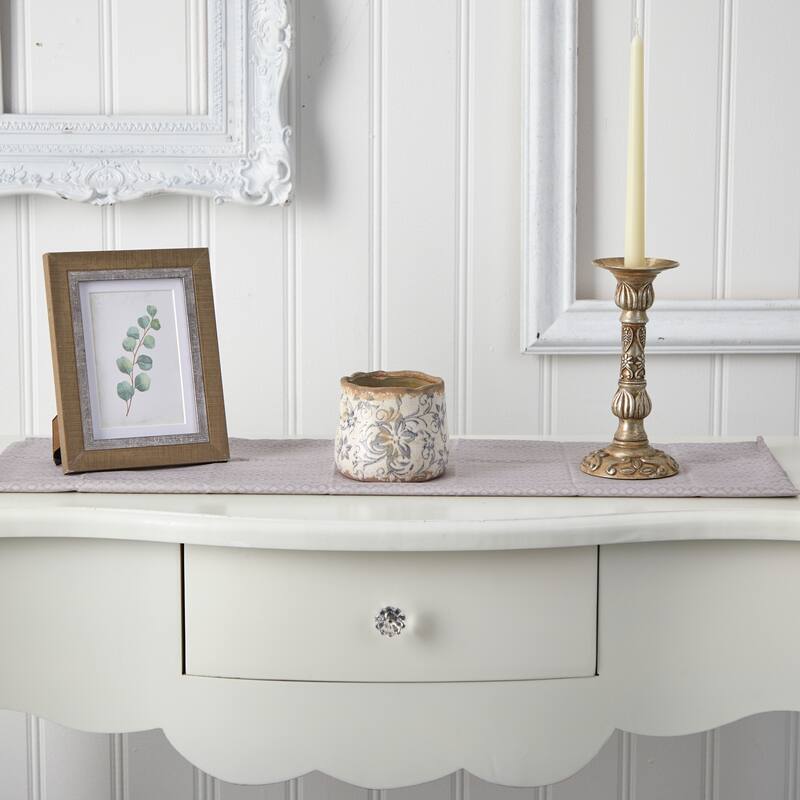 4.5" Tuscan Ceramic Gray Scroll Planter