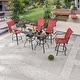 preview thumbnail 13 of 23, Patio Festival 4-Person Outdoor Bar Height Bistro Dining Set Red