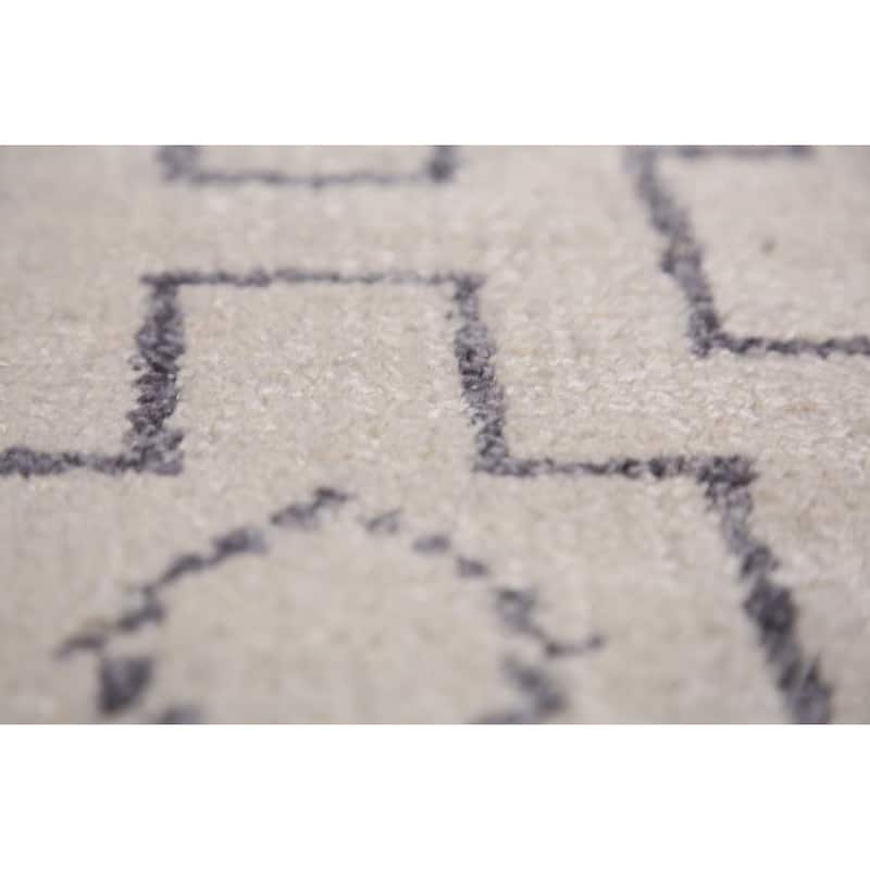All-Over Geometric Moroccan Modern Area Rug Hand-Knotted Wool Carpet - 4'10" x 7'10"