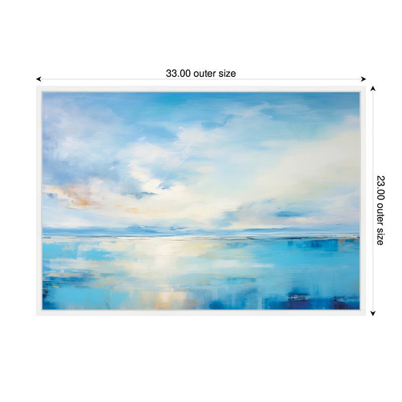 Kate and Laurel Sylvie Serence Coastal Waters Tranquil Landscape Horizontal Framed Canvas by The Creative Bunch Studio