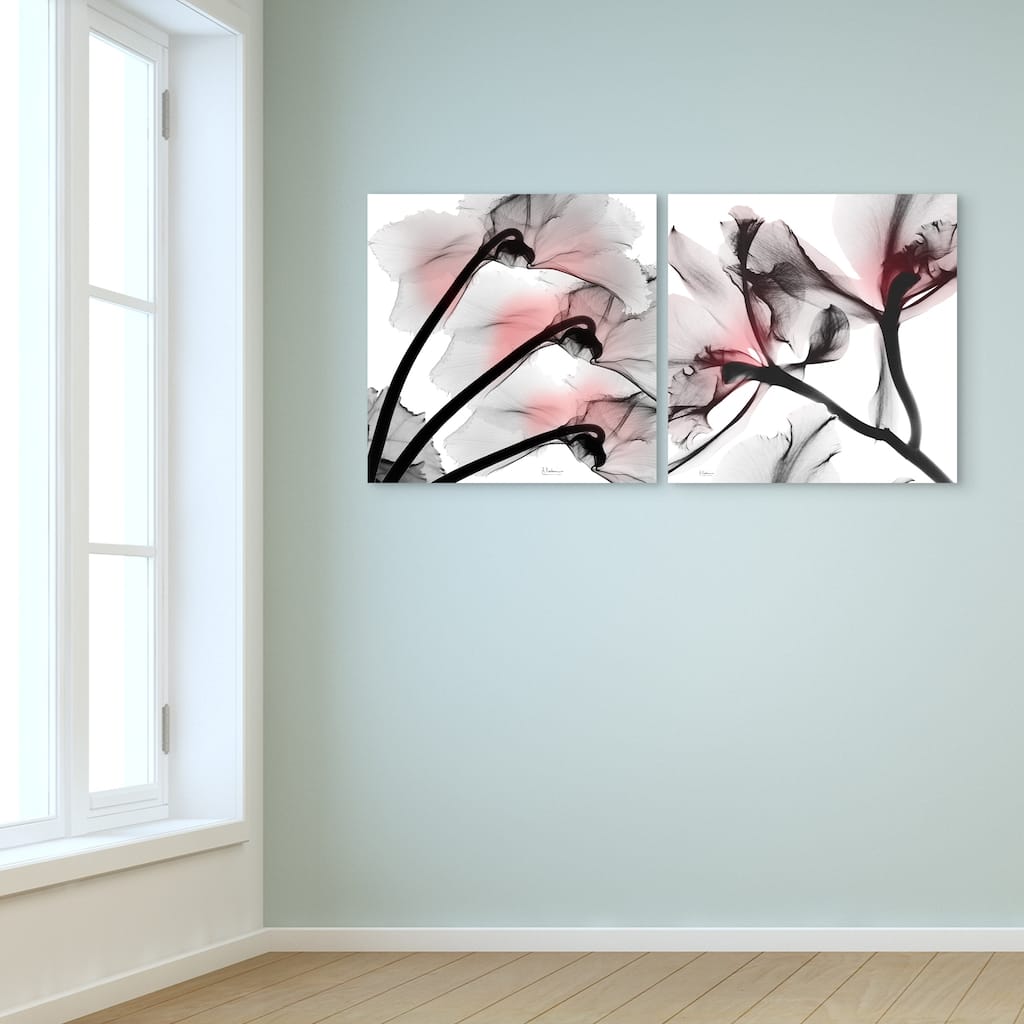 "Coral Luster 1&2" Frameless Free Floating Tempered Glass Panel Graphic Wall Art