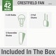 preview thumbnail 5 of 13, Hunter 42" Crestfield Low Profile Ceiling Fan with 3-Light LED Light Kit and Pull Chain - Casual, Farmhouse, Rustic