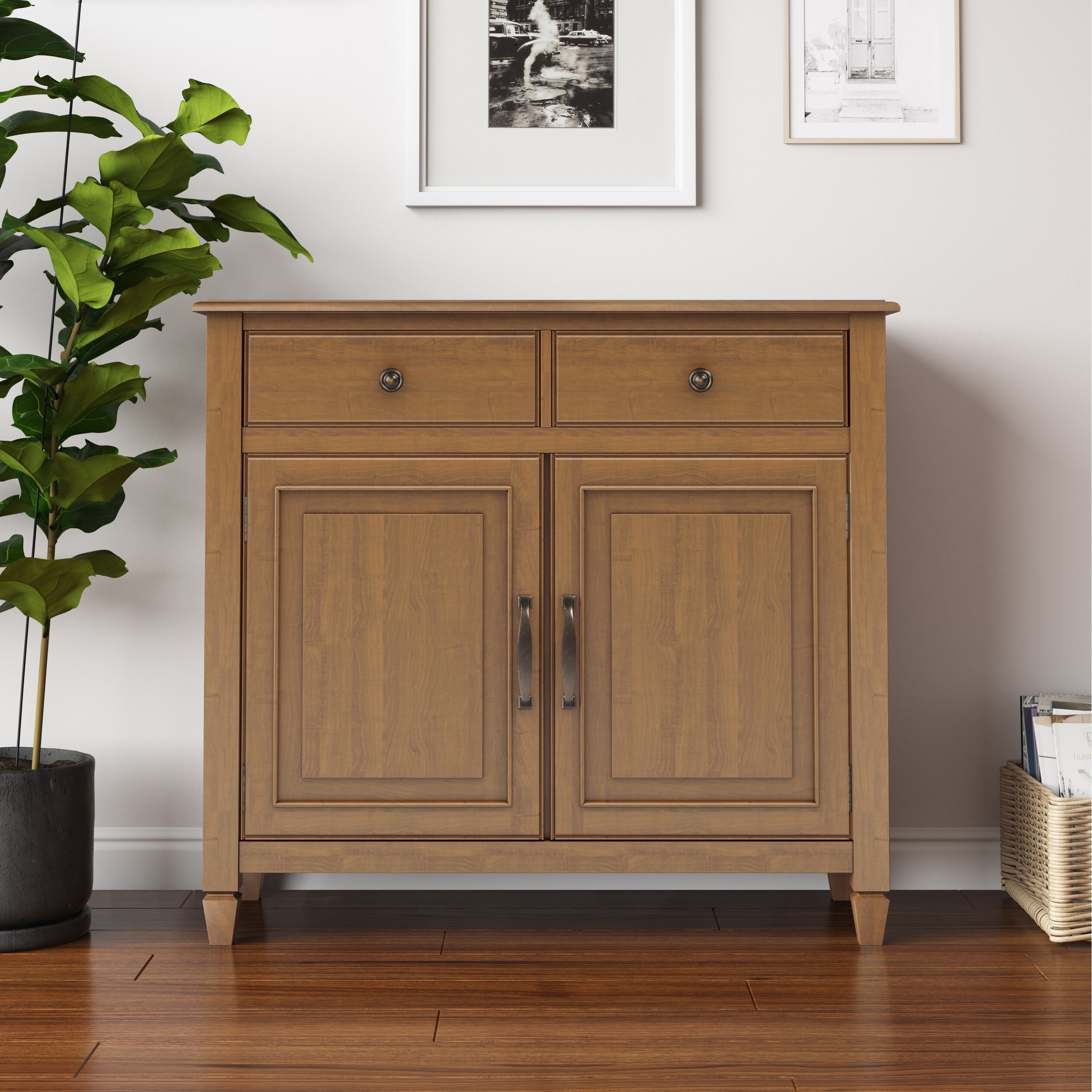 Solid wood clearance entryway cabinet