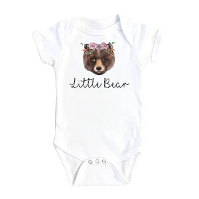 Bear Floral - Baby Boy Girl Clothes Infant Bodysuit Funny Cute Newborn