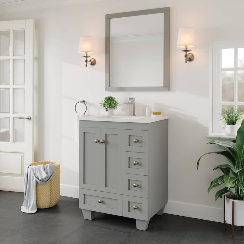 Eviva Acclaim 24"W Bath Vanity with Carrara Quartz Top & Undermount Sink
