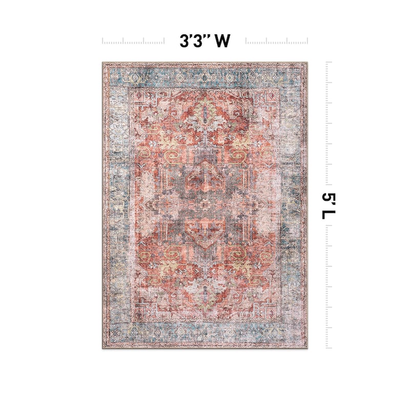 World Rug Gallery Vintage Inspired Distressed Machine Washable Area Rug