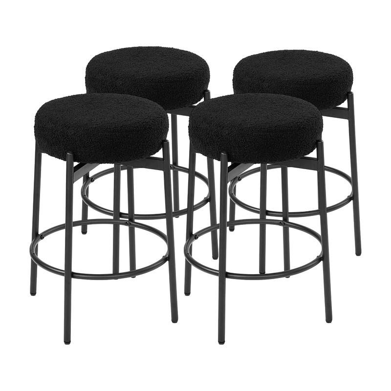 24/26 - Inch Swivel Bar Stools with Teddy Fleece Seat and Powder