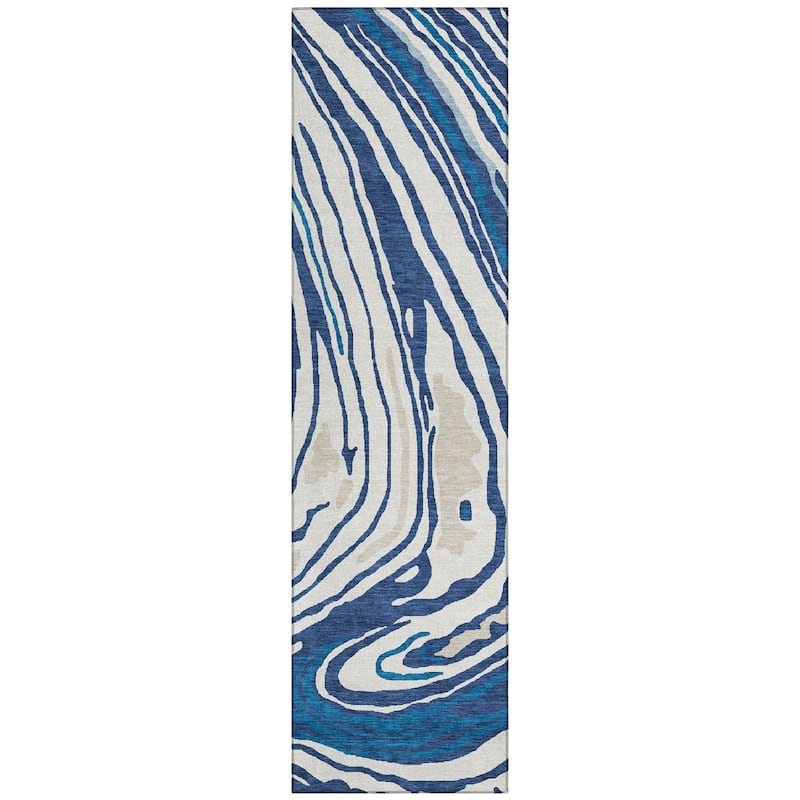 Machine Washable Indoor/ Outdoor Abstract Brushstrokes Chantille Rug