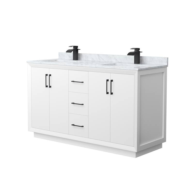Wyndham Collection WCF414160D-NAT-UNSMXX Strada 60" Free Standing - White / Matte Black Hardware