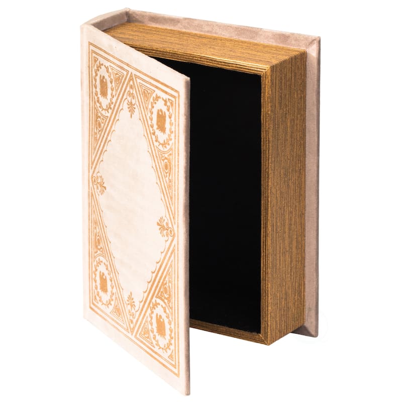 Decorative Vintage Book Shaped Trinket Storage Box - Taupe