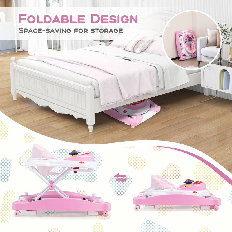 6 in 1 Foldable Baby Walker with Adjustable Height - 28" L x 24" W x 19.5" H