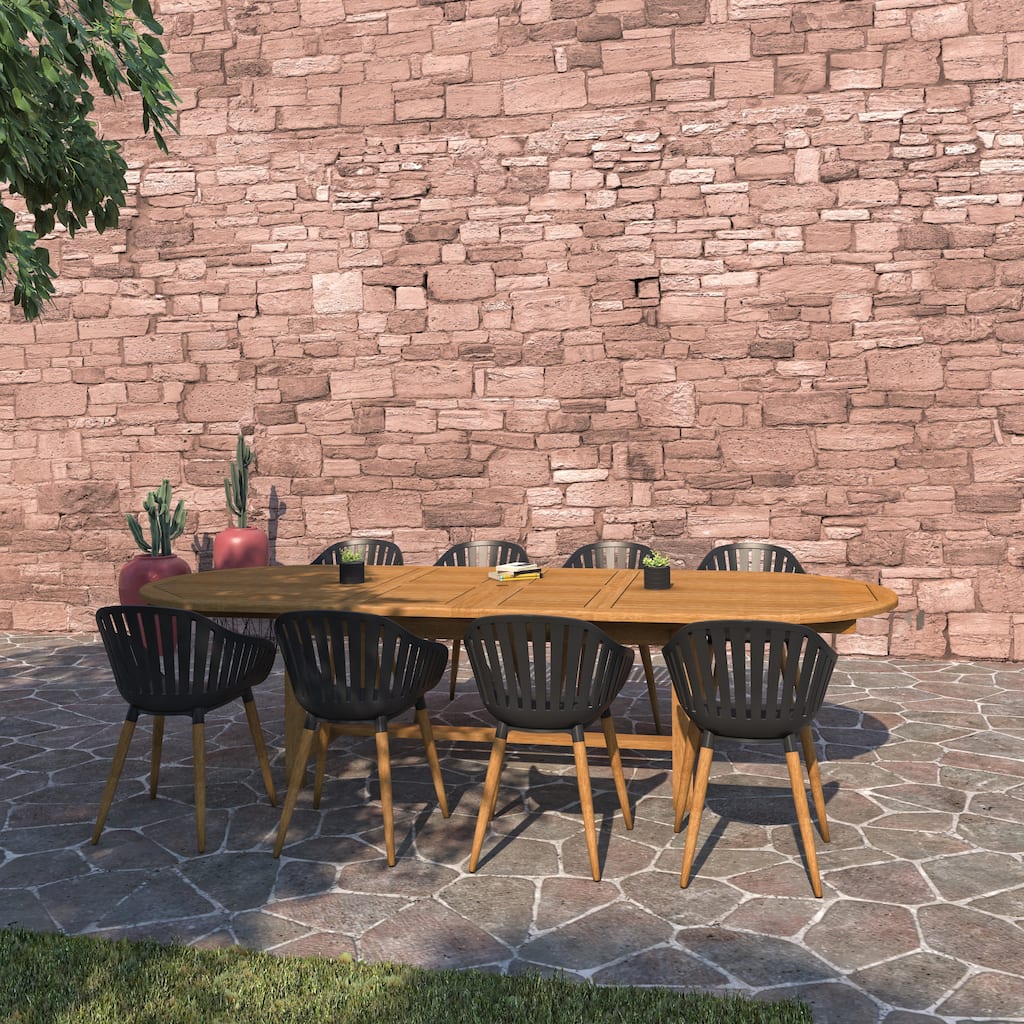 Amazonia Torrington 9-Piece Certified Teak Patio Dining set