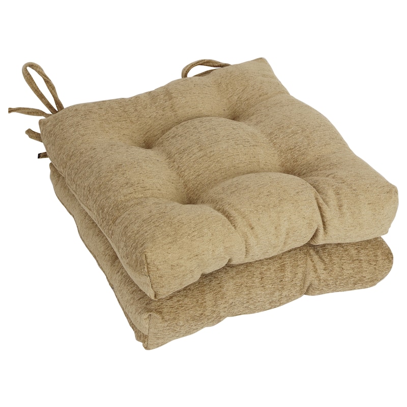 16-inch Square Jacquard Chenille Tufted Chair Cushions (Set of 2 or 4) - 16 x 16 - Hawthorne Multi - Set of 2