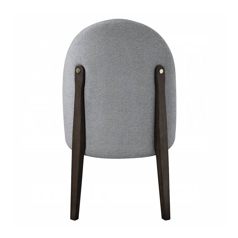 Set of 2 Chenille Upholstered Dining Chairs with Wooden Legs in Gray and Espreeso