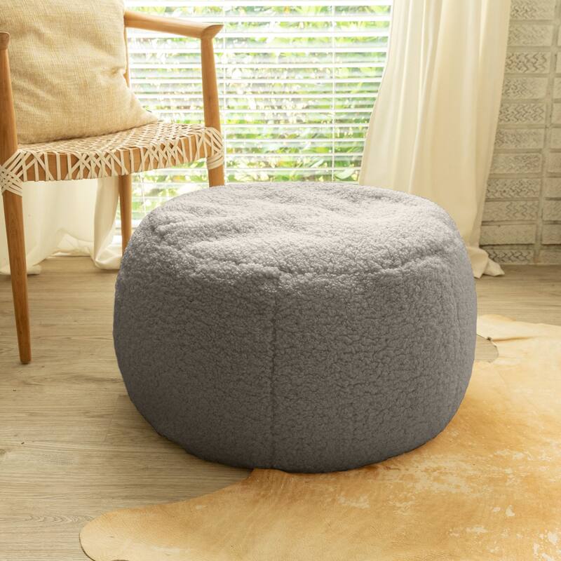 Jaxx Ellis Pouf - Modern Shearling Faux-Lamb Plush Fleece Ottoman