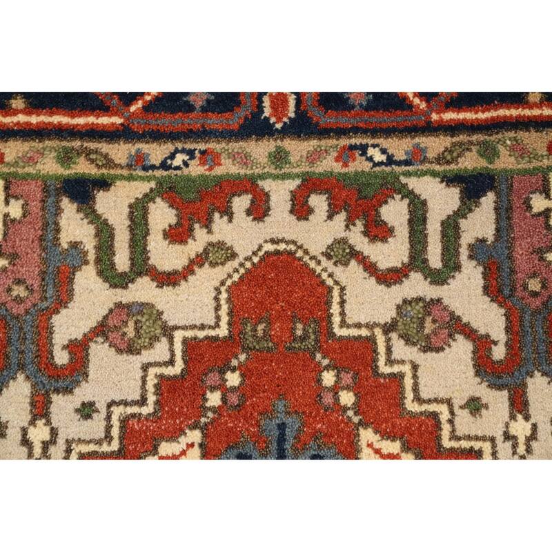 Hand Knotted Oriental 100% Wool Carpet Traditional Medallion Oranges & Rust Heriz (serapi) Area Rug - 5' 2'' X 2' 10''