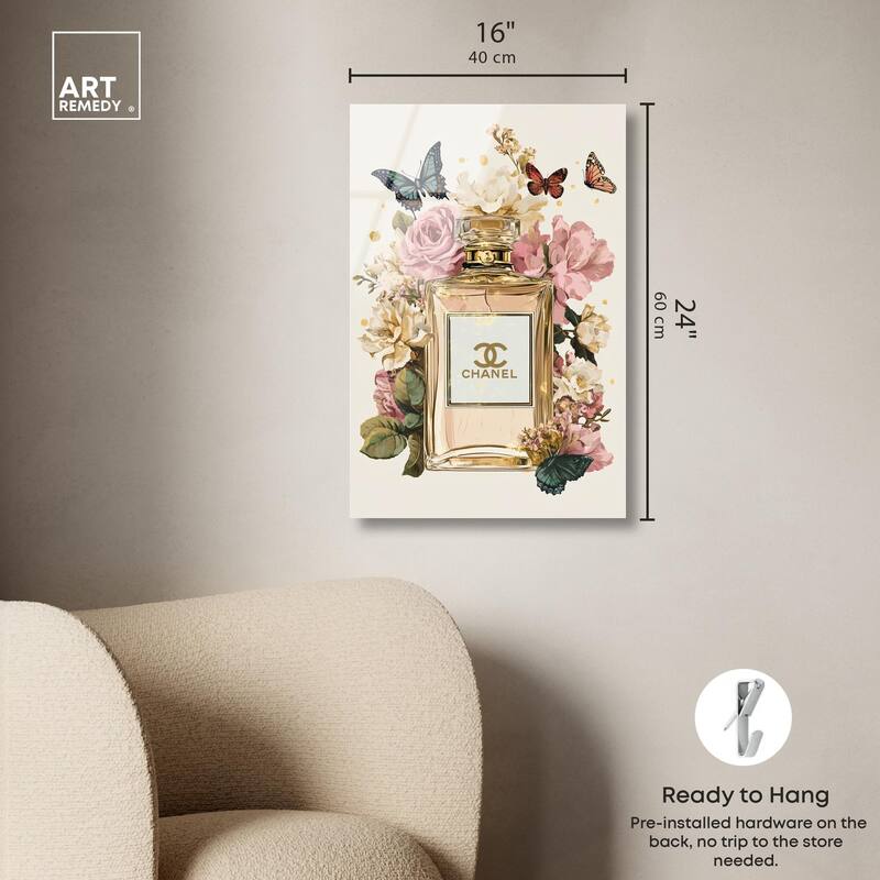 Glam Bloom Butterfly Perfume Acrylic by Art Remedy, Ready to Hang