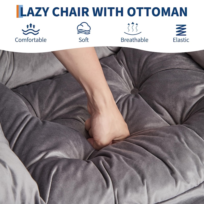 Lazy Chair with Ottoman, Modern Lounge Accent Chair,Leisure Sofa Armchair with Footrest,Reading Armchair