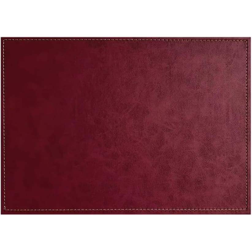 4 Pack Luxurious Vegan Faux Leather Placemats Look and Feel of Genuine Leather Infused with Copper Easily Wipes Clean (Burgundy)