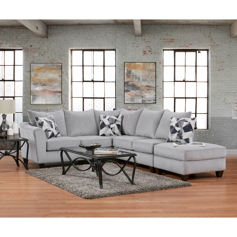 Roundhill Furniture Duleek 3-Piece Living Room Set, Herringbone Silver - Silver