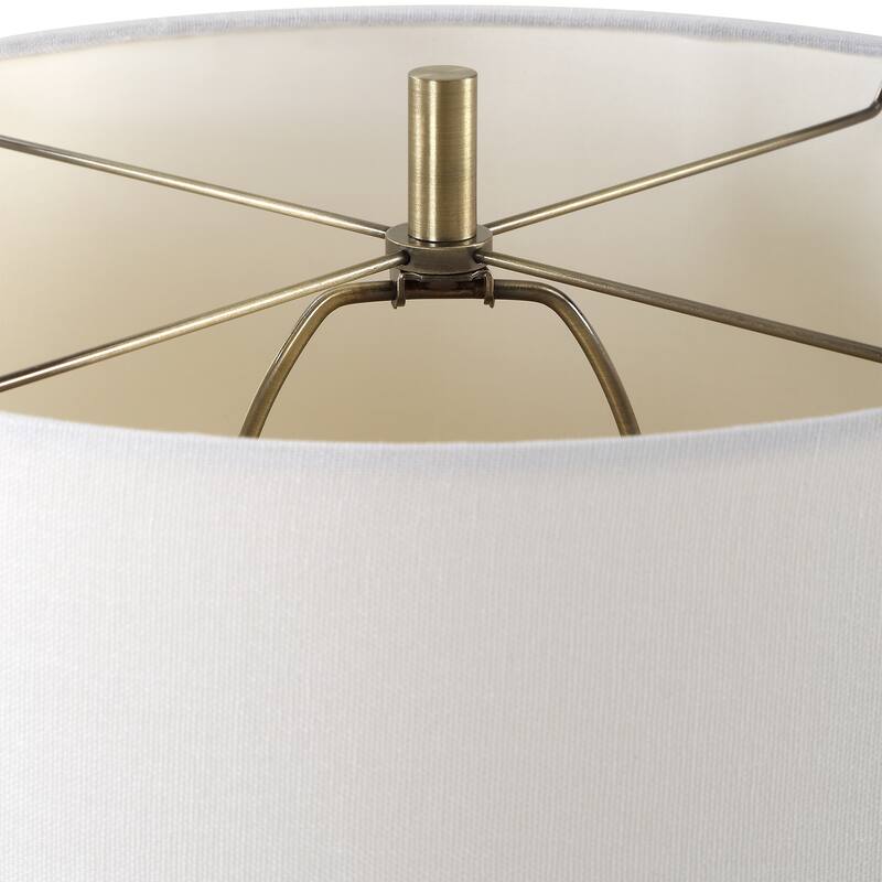Strick & Bolton Black Metal Table Lamp with Brass Accents and Linen Shade - 14.5 x in x 14.5 x in 27.5