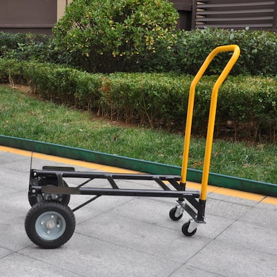 Dual Purpose Hand Truck,2-Wheel Dolly Cart and 4-Wheel Push Cart