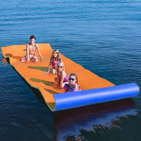 12 x 6 FT Floating Water Mat Foam Pad Lake Floats Lily Pad, 3-Layer XPE Water Pad with Storage Straps