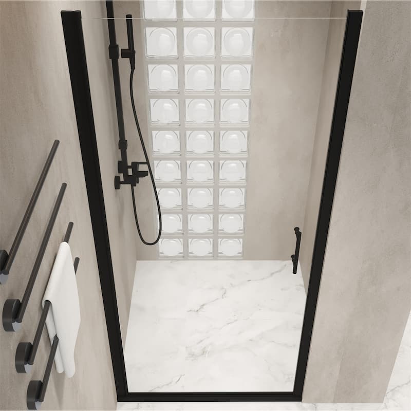 34"x72" Pivot Shower Door with Aluminum Frame,1/4"Tempered Glass Thick
