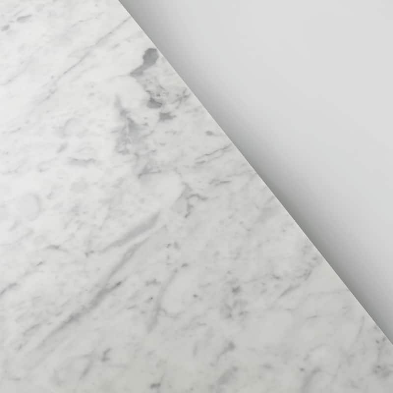 Meno 36" Rectangular Italian Carrara White Marble Console Table with Legs