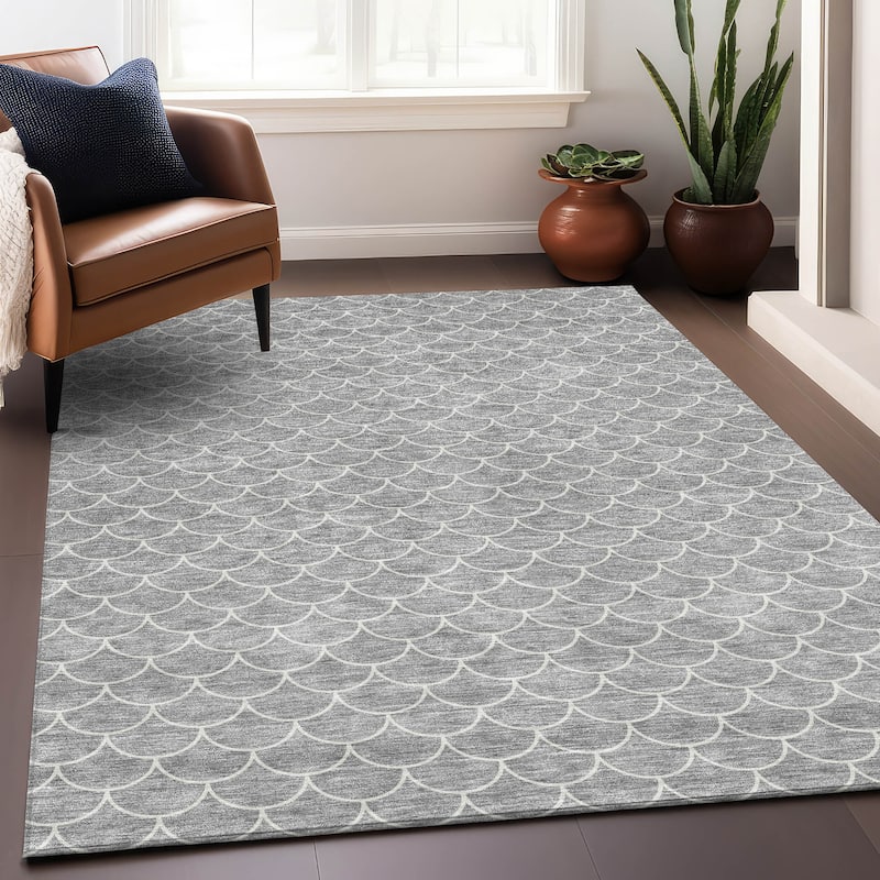 Premium Washable Super Soft Geo Scallops Mayfield Rug - Gray - 2'6" x 3'10"
