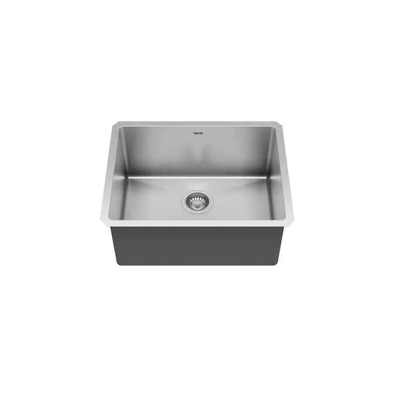 Karran 23" Undermount Single Bowl Stainless Steel Kitchen Sink Kit