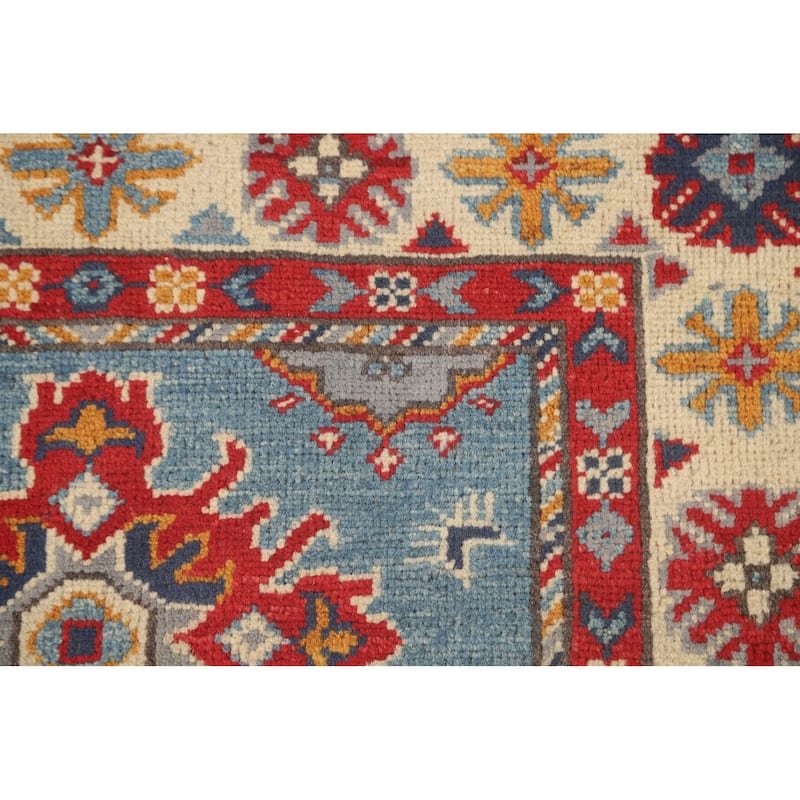 Light Blue Kazak Accent Rug Wool Carpet - 2'9" x 4'2"