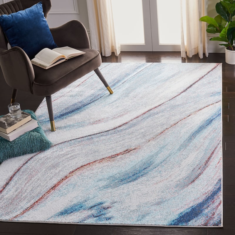 SAFAVIEH Phoenix Bakhyt Abstract Rug - 4'5" x 6'5" - Ivory/Blue