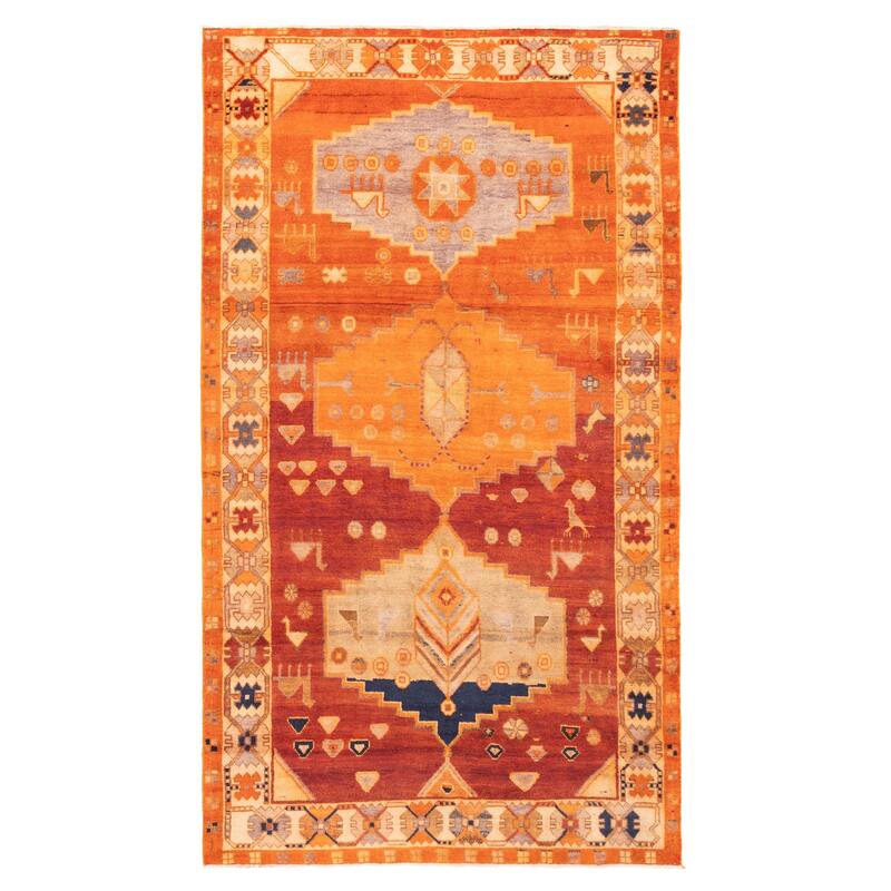 ECARPETGALLERY Hand-knotted Melis Vintage Orange Wool Rug - 5'3 x 9'5