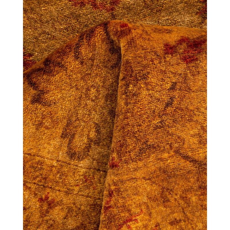 Overton Hand Knotted Wool Vintage Inspired Modern Contemporary Overdyed Gold Area Rug - 3' 3" x 4' 10"