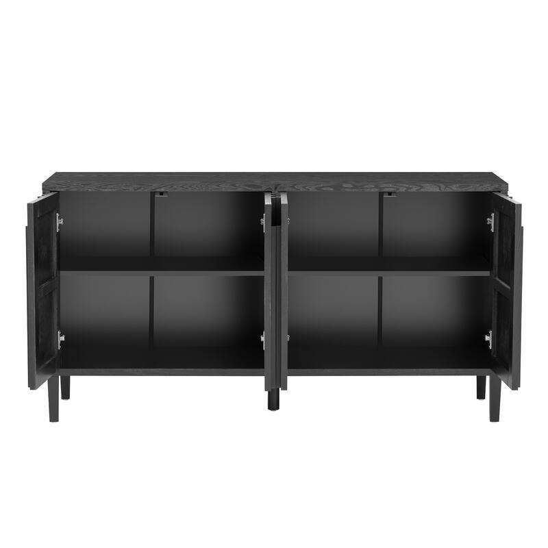 59.8" 4-Door Sideboard,Hidden Handle,Farmhouse Sideboard TV Stand for Living Room, Hallway, Dining