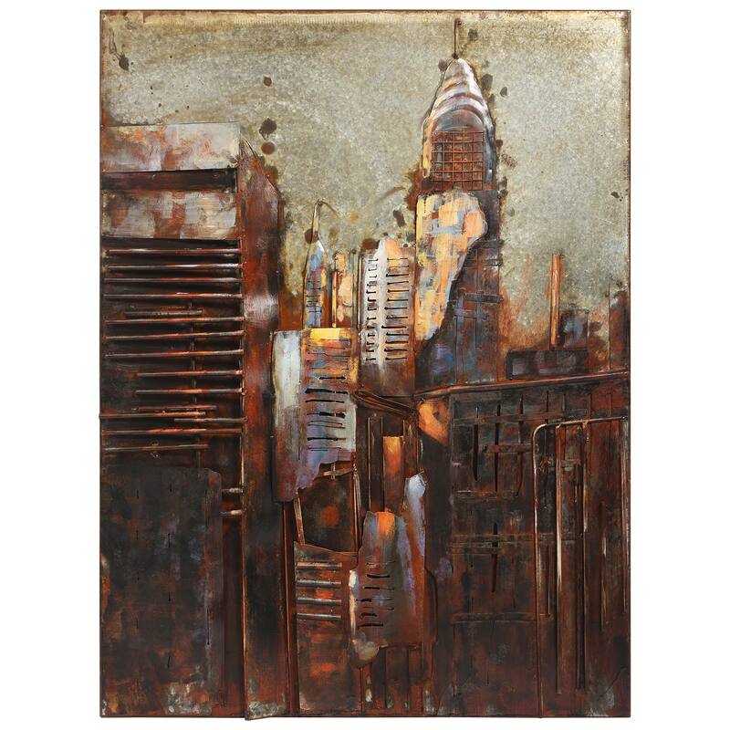"The Chrysler Building" Mixed Media Iron Hand Painted Dimensional Wall Art
