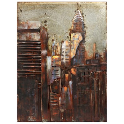"The Chrysler Building" Mixed Media Iron Hand Painted Dimensional Wall Art