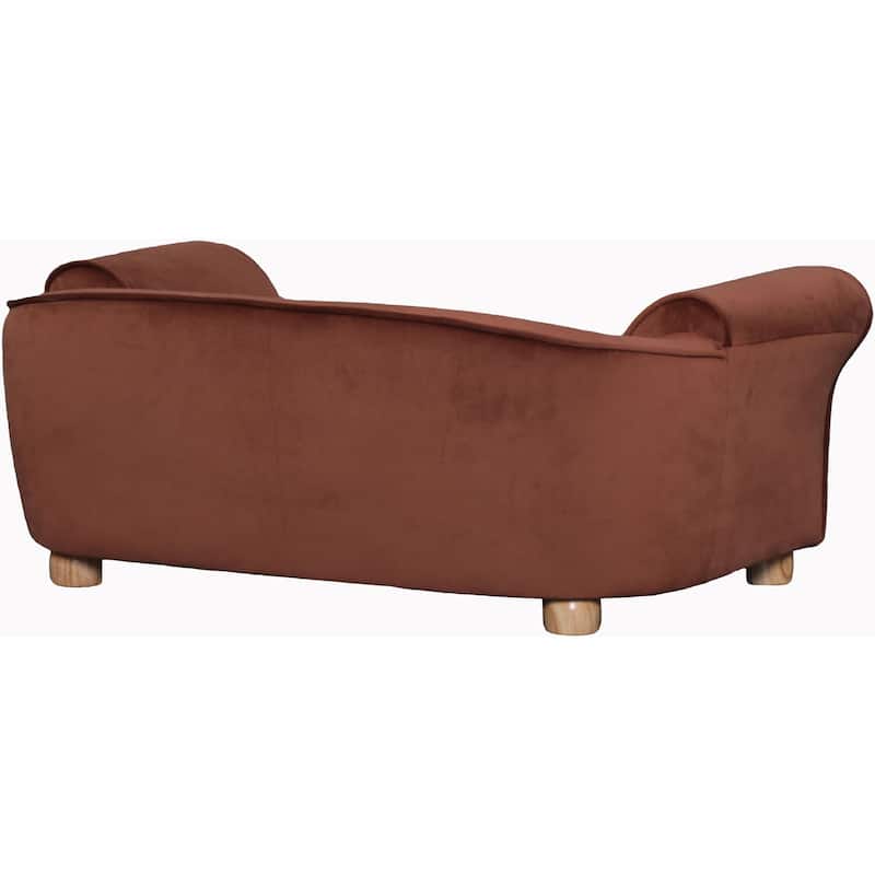 Critter Sitters 34-in. Faux Velvet Pet Bed Sofa for Medium-Sized Dogs and Cats in Brown