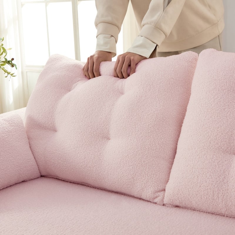 78.7" Multifunctional Foldable Sofa Bed, 3 in 1 Teddy Fabric Foam Filled Sleeper Sofa Bed