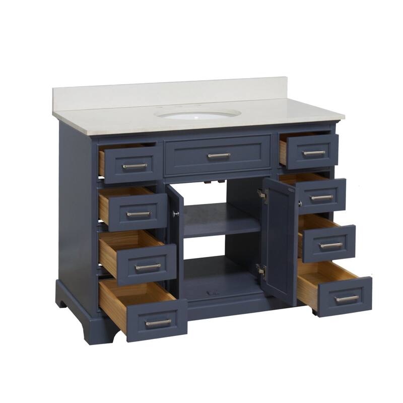 KitchenBathCollection Aria 48" Bathroom Vanity with Quartz Top